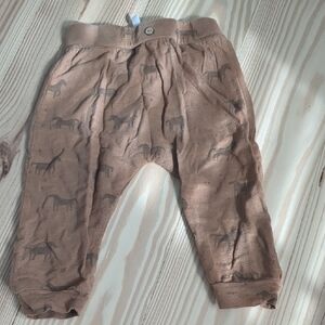 Rylee + Cru Tan Baby Pants with Horse Pattern